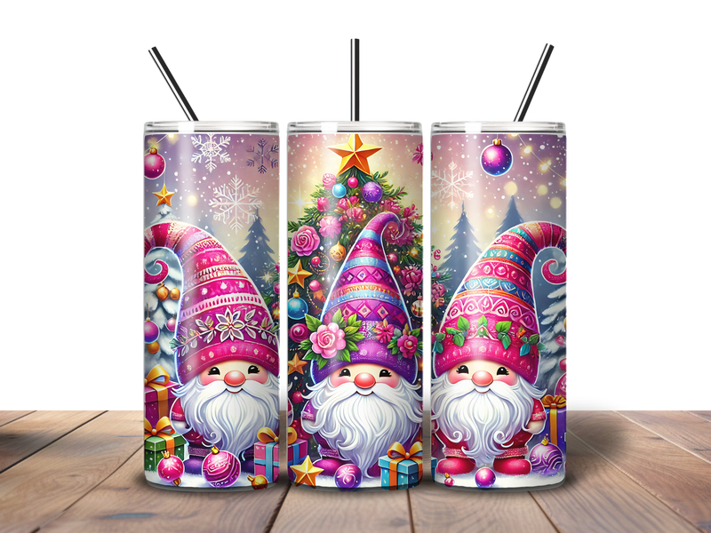 20oz Skinny Tumbler Printed Paper - Christmas Gnomes