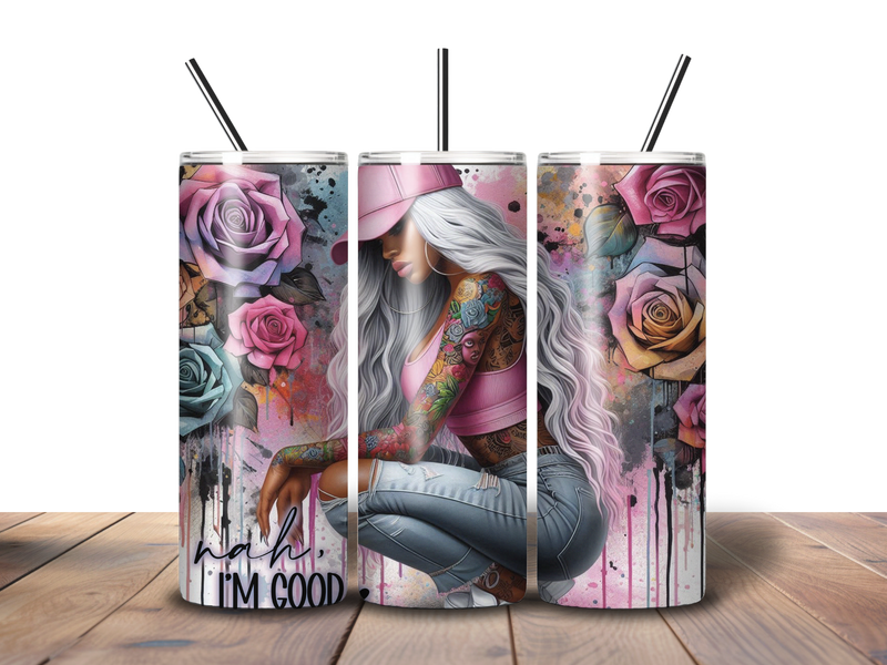 20oz Skinny Tumbler Printed Paper - Nah I'm Good