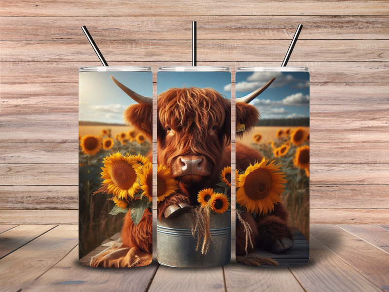 Lazy Highlander Cow in Bucket 20oz Skinny Tumbler Download file