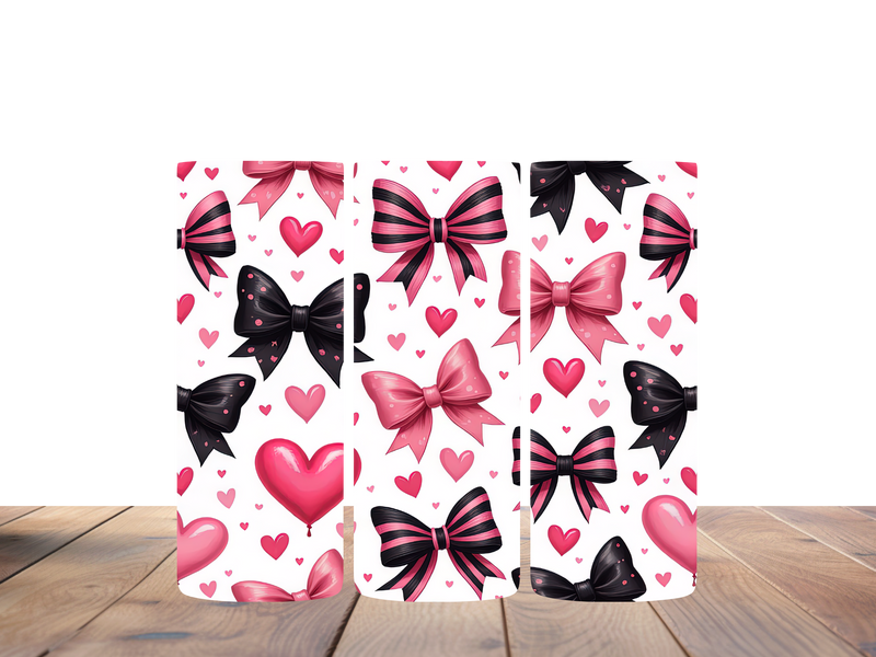 20oz Skinny Tumbler Printed Paper - Bows and Hearts