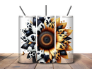20oz Skinny Tumbler Printed Paper - Black/White Sunflower
