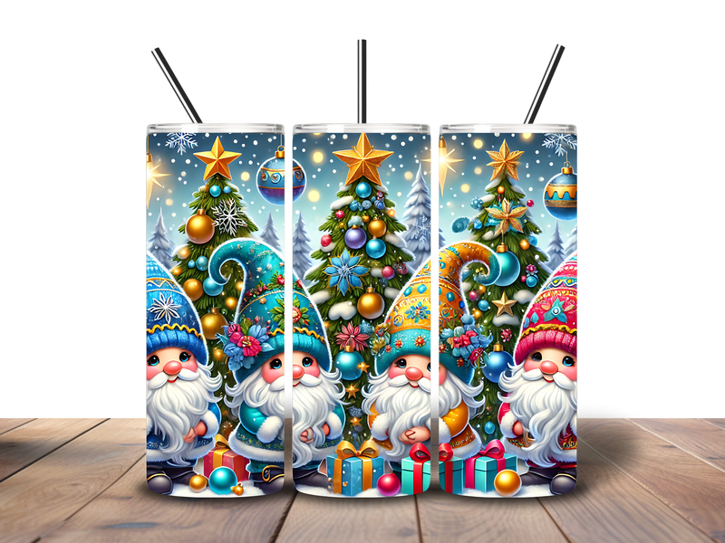 20oz Skinny Tumbler Printed Paper - Christmas Gnomes
