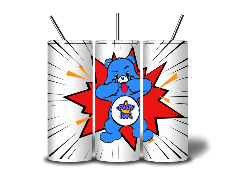 Printed Sublimation Paper 20oz Tumbler - Super Powered Care Bear