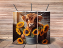 Sunflower Highlander Cow in Bucket 20oz Skinny Tumbler Download file