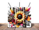 20oz Skinny Tumbler Printed Paper - Black and White Feathers Leopard Sunflower