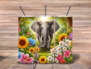 20oz Skinny Tumbler Printed Paper - Elephant Flower Garden