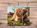 20oz Skinny Tumbler Printed Paper - Resting Highlander Cow