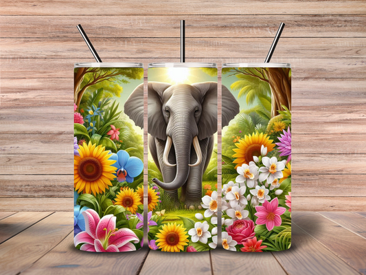 Elephant and Flowers #2 20oz Skinny Tumbler Download file