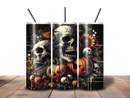 20oz Skinny Tumbler Printed Paper - Skull Halloween