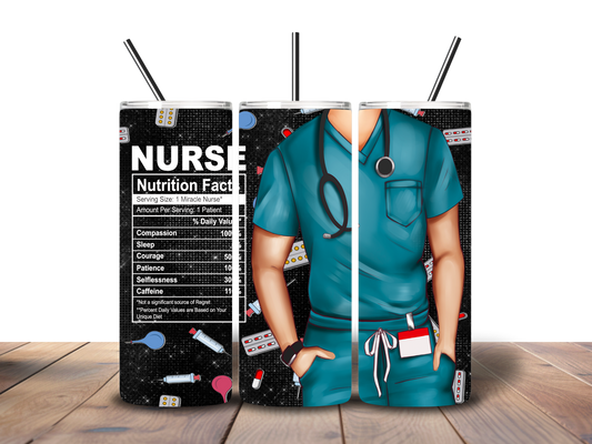 20oz Skinny Tumbler Printed Paper - Male Nurse #3