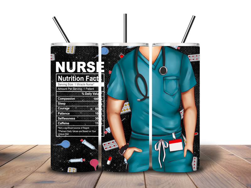 20oz Skinny Tumbler Printed Paper - Male Nurse