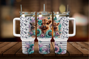 40oz Tumbler Sublimation Print - Teal Highlander Cow