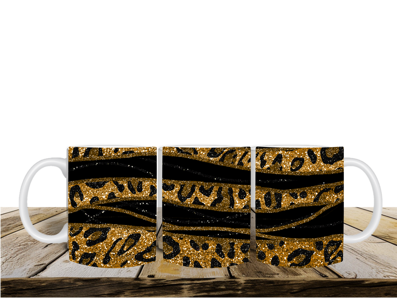 Glitter wave leopard Printed Sublimation Paper for 11oz mug.
