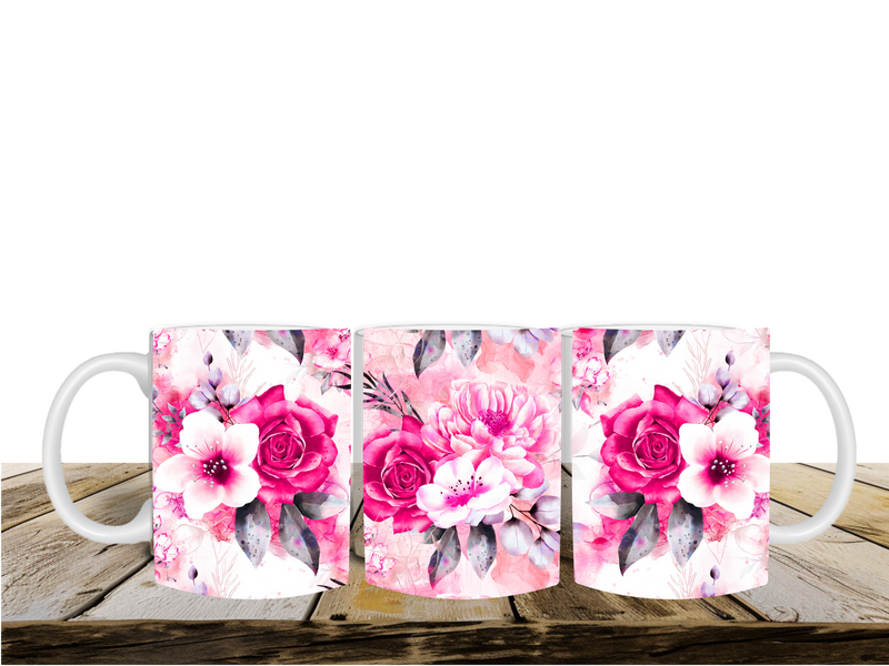 Pink Roses Sublimation Paper for 11oz mug.