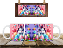3D Pink/Purple Easter Bunny in a hole Printed Sublimation Paper for 11oz mug