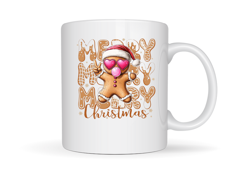 Printed Sublimation Paper for 11oz mug - Merry Christmas Gingerbread Man