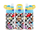 12oz Sublimation Flip Top Water Bottle Print - Checked Cars