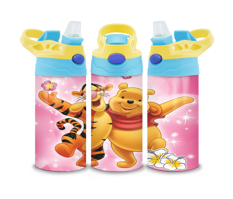 12oz Sublimation Flip Top Water Bottle Print - Bear and Friends