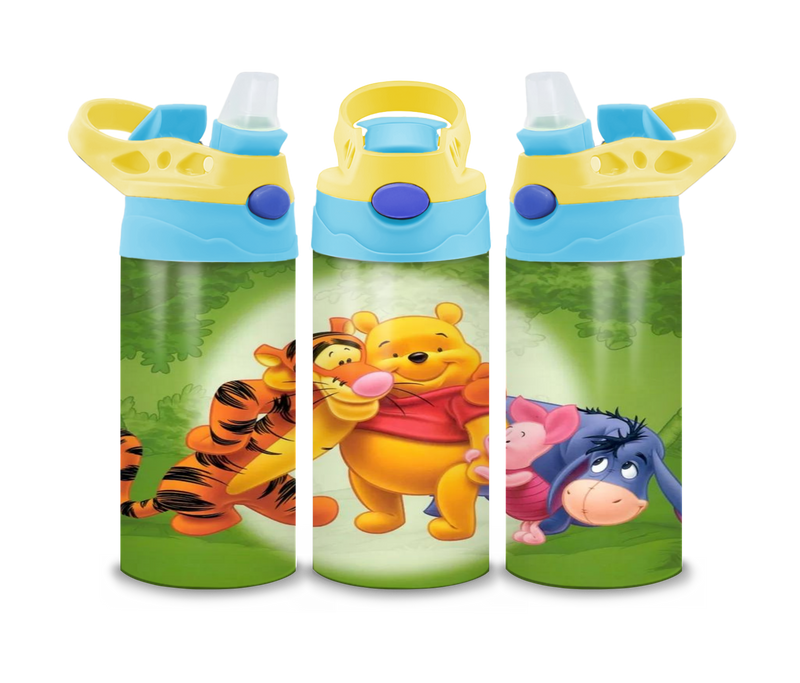 12oz Sublimation Flip Top Water Bottle Print - Bear and Friends