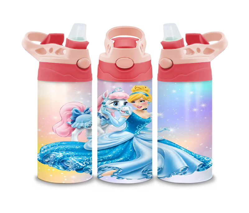 12oz Sublimation Flip Top Water Bottle Print - Magical Princess