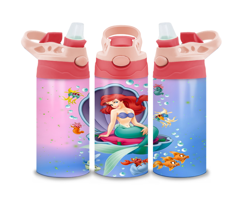 12oz Sublimation Flip Top Water Bottle Print - Magical Princess
