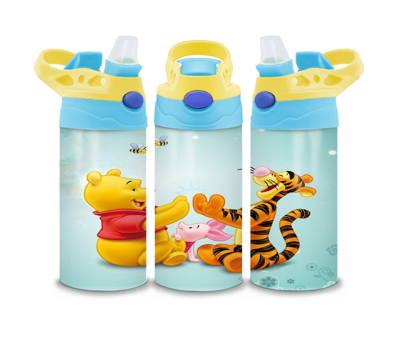 12oz Sublimation Flip Top Water Bottle Print - Bear and Friends