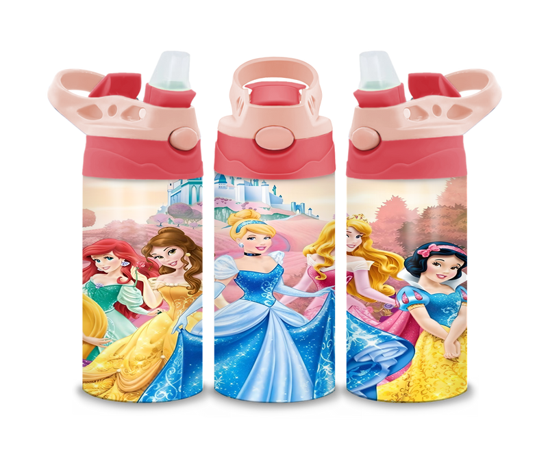 12oz Sublimation Flip Top Water Bottle Print - Magical Princess