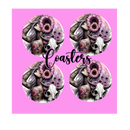 Round Coaster Sublimation Prints 4 Per Sheet - Tattoo Lady
