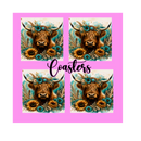 Sublimation Coaster Prints 4 Per Pkt 4"x4" - Teal Highlander