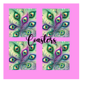 Sublimation Coaster Prints 4 Per Pkt 4"x4" - Colourful Peacock