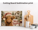 Cutting Board Sublimation Print - Joy, Peace, Love Highlander Cow