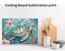 Cutting Board Sublimation Print - Teal Turtle