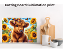 Cutting Board Sublimation Print - Sunflower Baby Cow