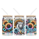 16oz Libby Glass Sublimation Print - White Tiger