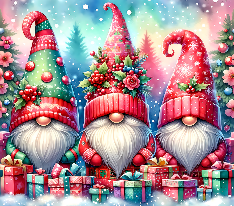 Red Cute Gnomes Christmas 20oz Skinny Tumbler Printed Paper