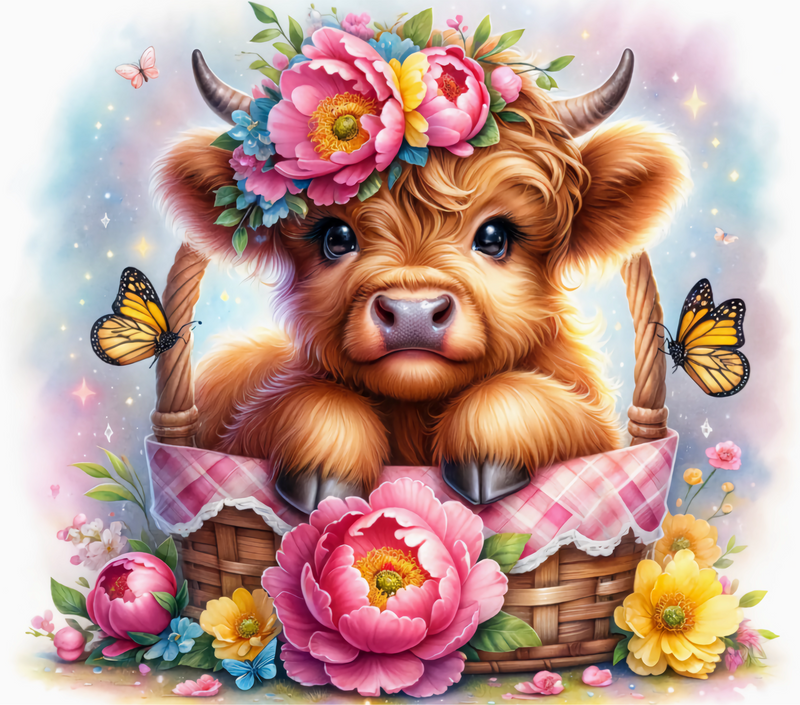 Cute Spring Highlander Cow 20oz Sublimation Print