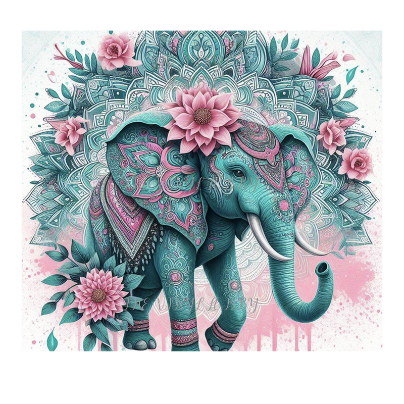 Mandala Pink Elephant 20oz Skinny Tumbler Printed Paper