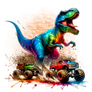 DTF Transfer Sheet - Dino Monster Trucks