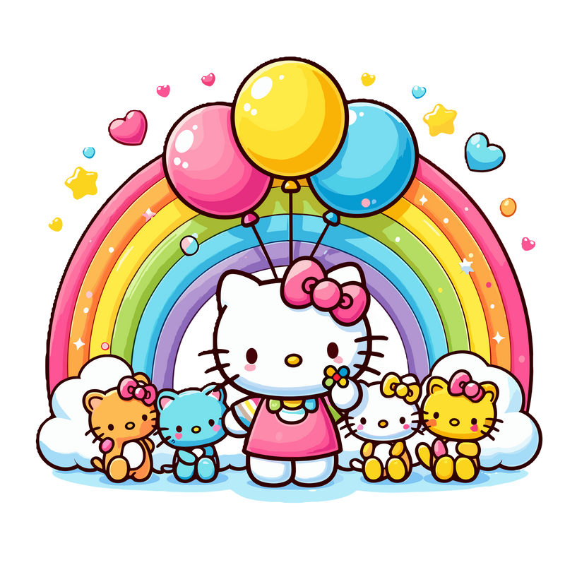 DTF Transfer Sheet - Rainbow Kitty