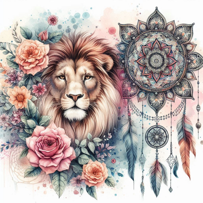 Floral Lion Dream Catcher 20oz Skinny Tumbler Printed Paper