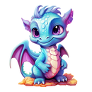 DTF Transfer Sheet - Cute Blue Dragon