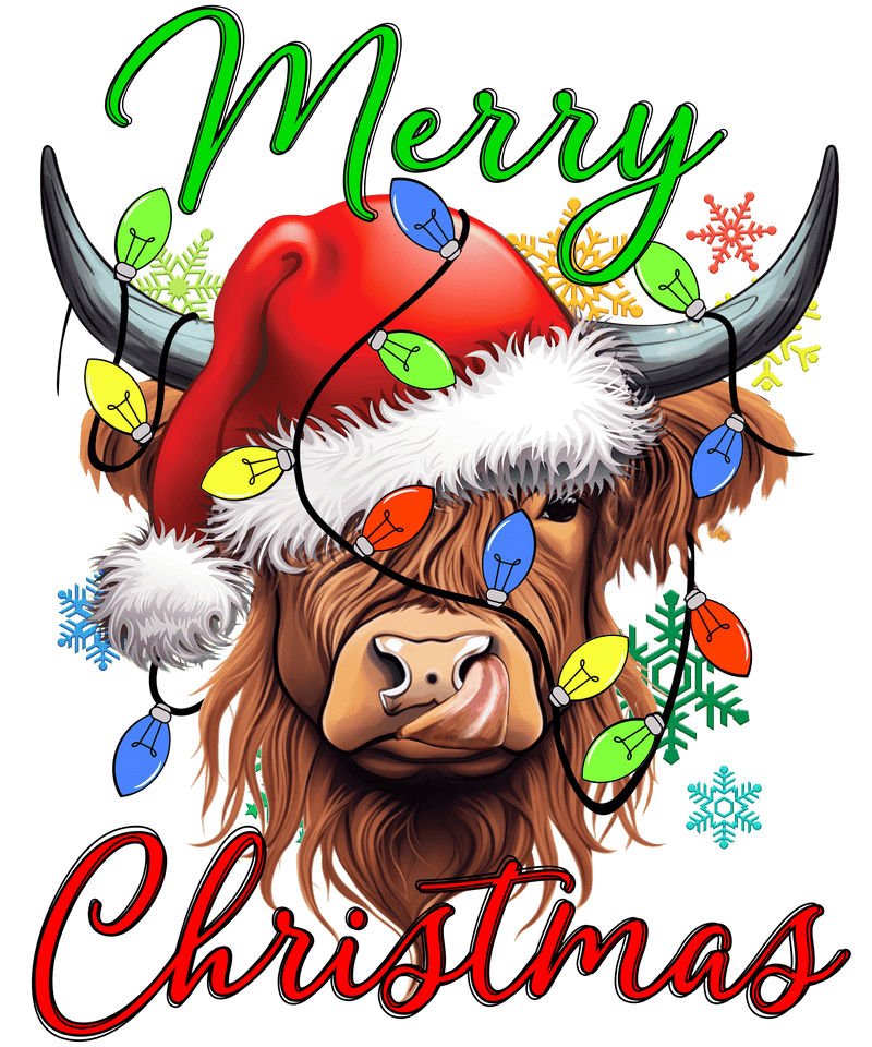 DTF Transfer Sheet - Highlander Cow Christmas