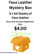 Faux Leather - Mystery Box 5 x A4 Sheets of Faux Leather plus a free 10 pack of gold bow clips