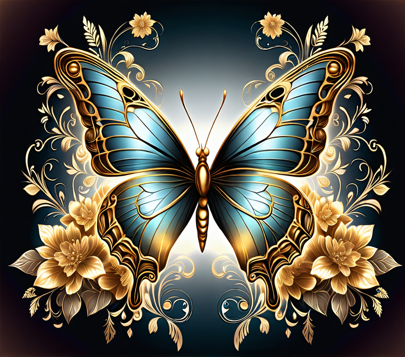 Gold Butterfly 20oz Skinny Tumbler Printed Paper