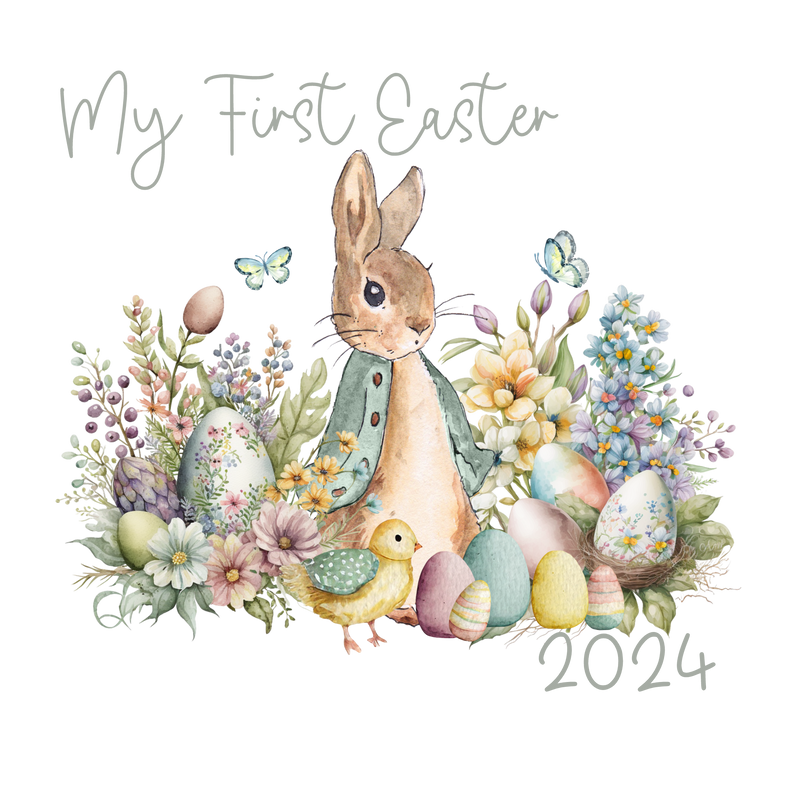DTF Transfer Sheet - My First Easter Floral Bunny