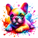 DTF Transfer Sheet - Frenchie Puppy Rainbow