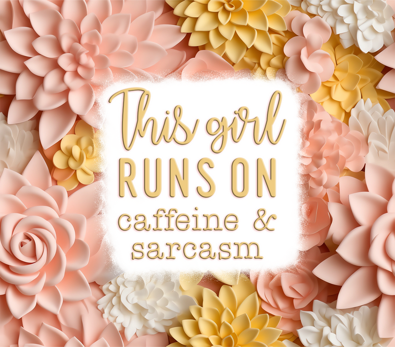 3D This Girl Runs on Caffeine 20oz Skinny Tumbler Printed Paper