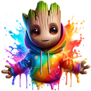 DTF Transfer Sheet - Rainbow Hoodie Groot