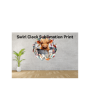 Swirl Clock Sublimation Print - Cow
