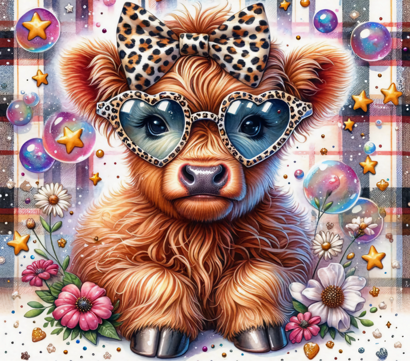 Leopard Sunglasses Highlander Cow 20oz Skinny Tumbler Printed Paper